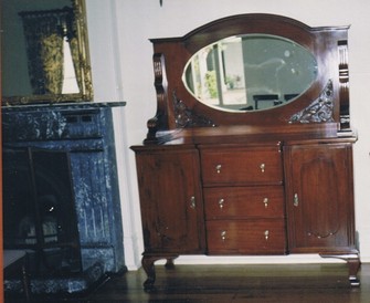 antique cabinet oval mirror restoration after