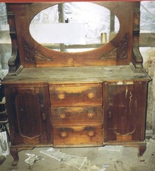 antique cabinet oval mirror restoration