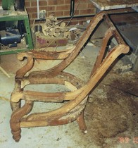 antique apholstered armchair before restoration
