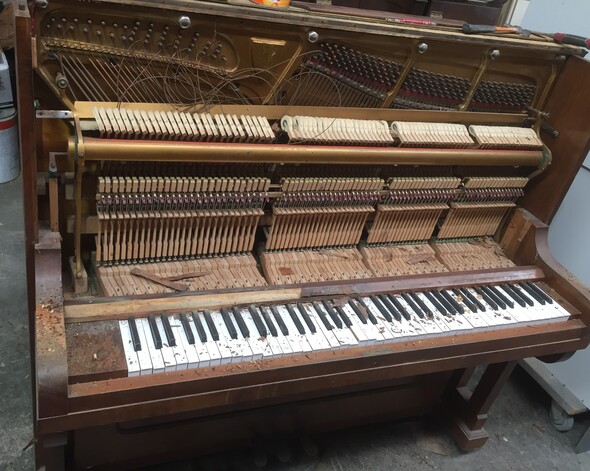 upright beale piano before restoration